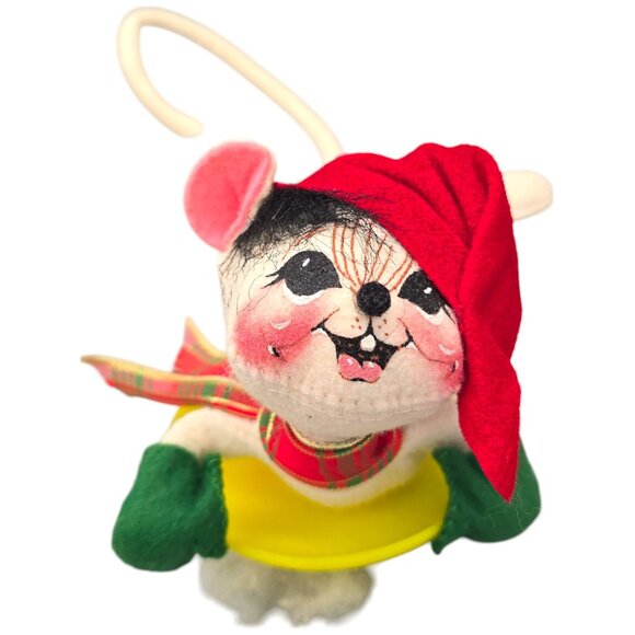 ANNALEE Vintage 1998 Felt Christmas Mouse Saucer Sled Disc Snow Doll Sledding - Picture 8 of 11